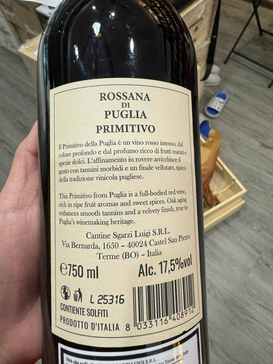 Rượu Vang Đỏ Rossana Di Puglia Primitivo