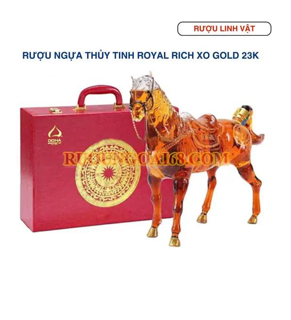 Chai rượu Ngựa Thủy Tinh ROYAL RICH XO Gold 23K hình con ngựa sang trọng